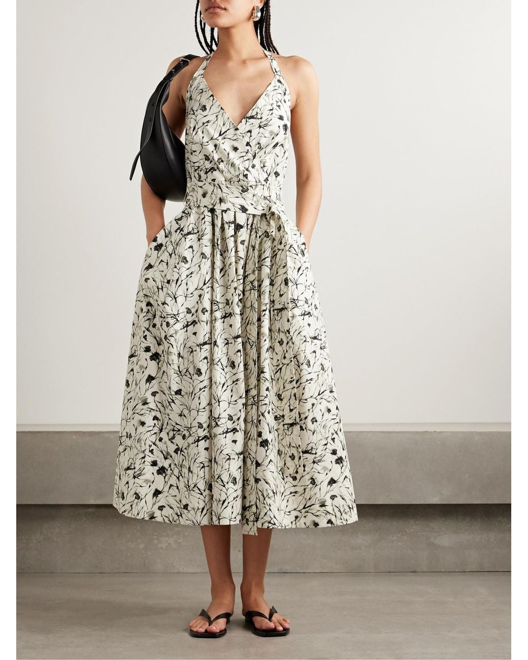 Proenza Schouler White Rhea Tie-Up Printed Dress