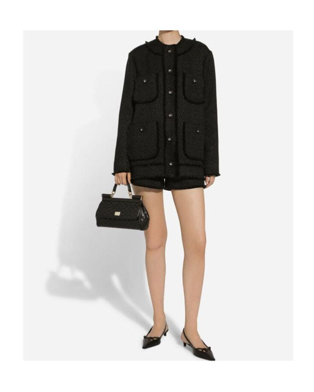 Dolce & Gabbana Black Single-Breasted Raschel Tweed Jacket