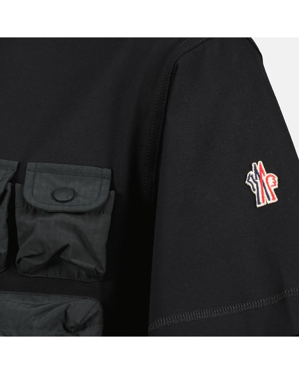 Moncler Black Grenoble Pocket Detailed T-Shirt for men