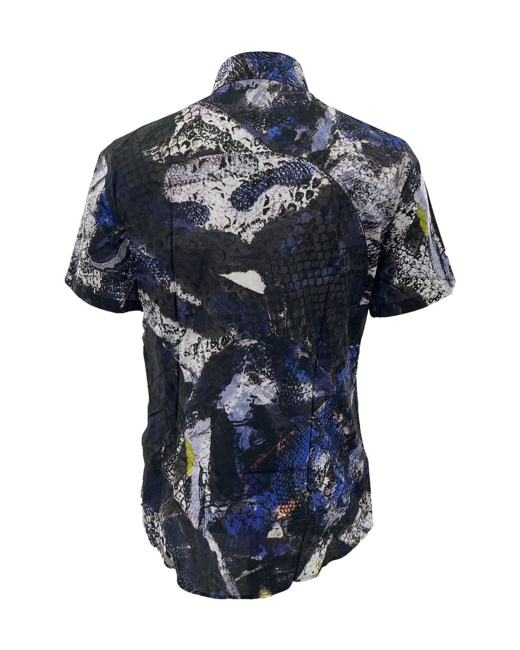Just Cavalli Blue Single-Breasted Short-Sleeved Shirt for men