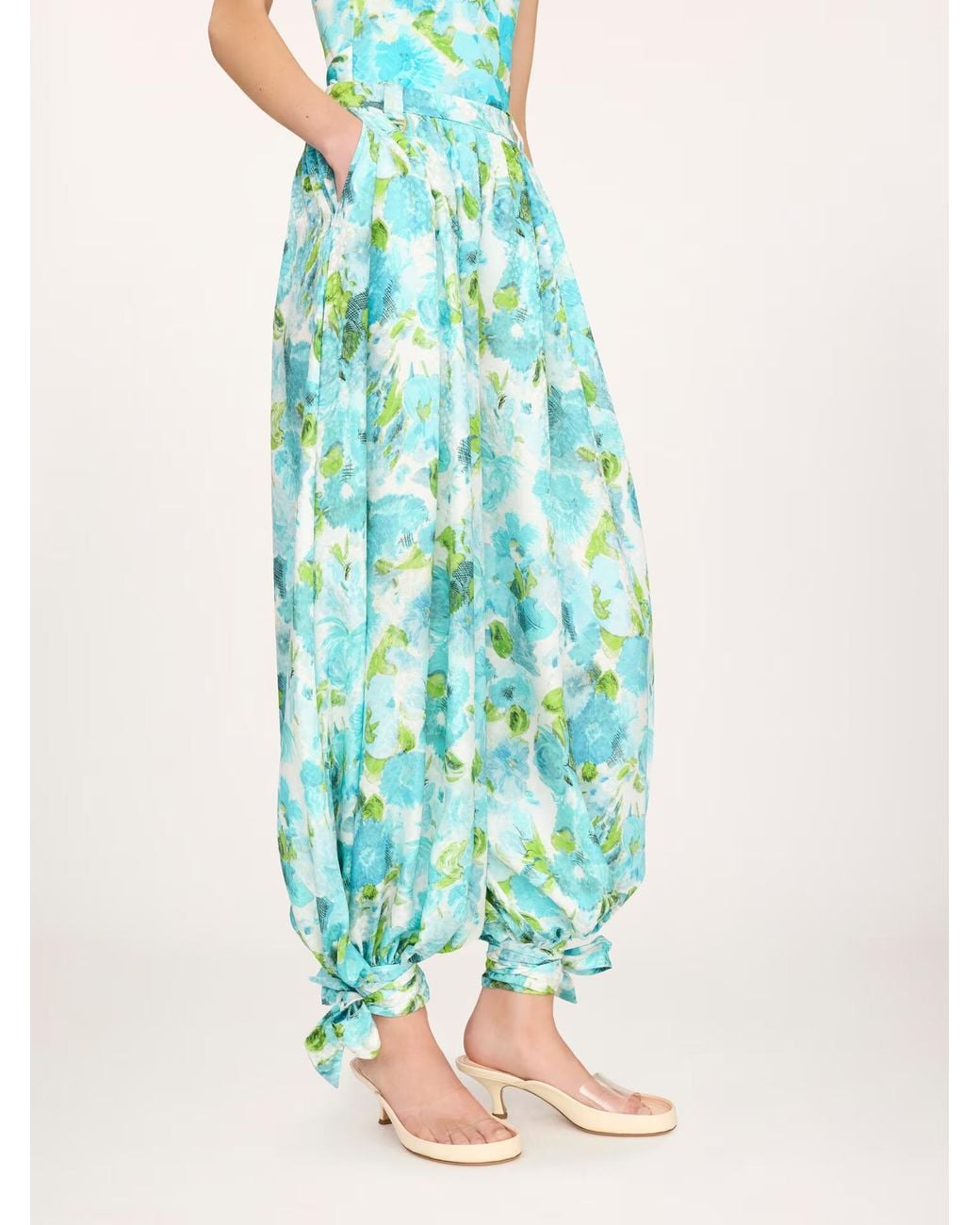 Chloé Blue Floral-Print Jacquard Trousers