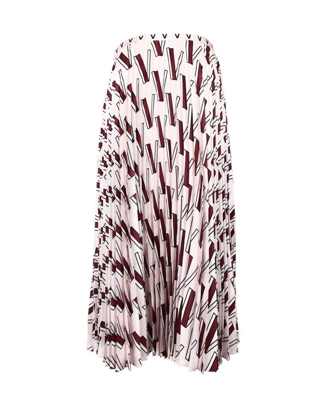 Valentino White V-Print Pleated Skirt