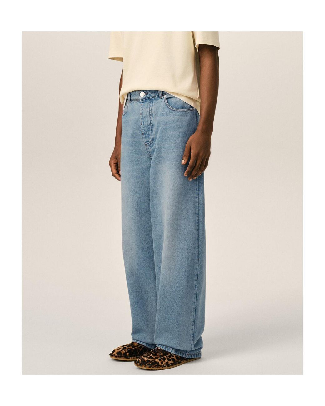 AMI Blue Ami Wide-Leg Jeans for men