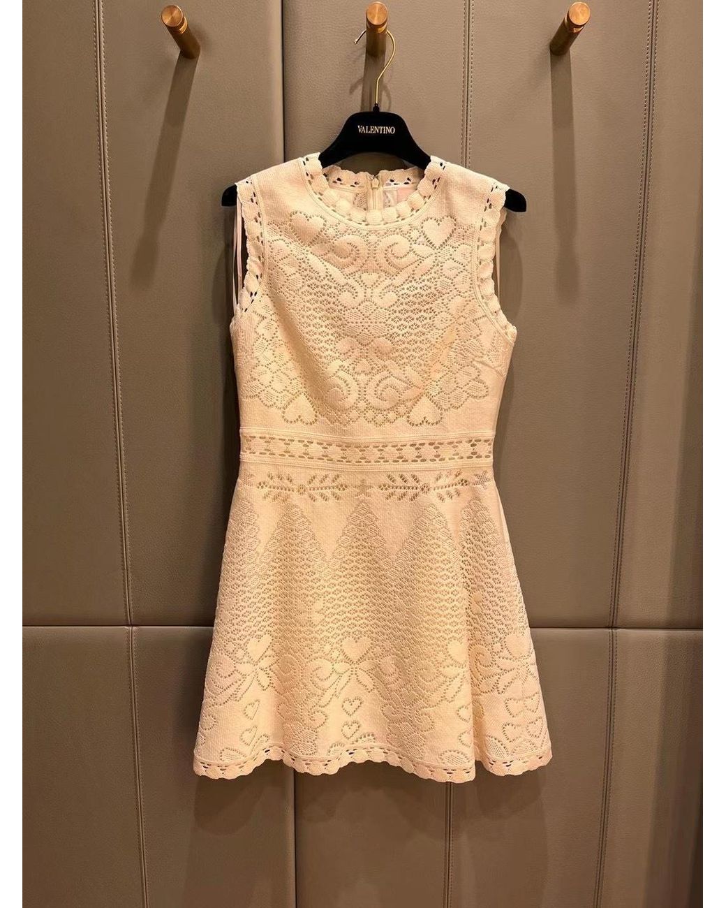 Valentino White Hearts Blanket Cotton Lace Mini Shift Dress