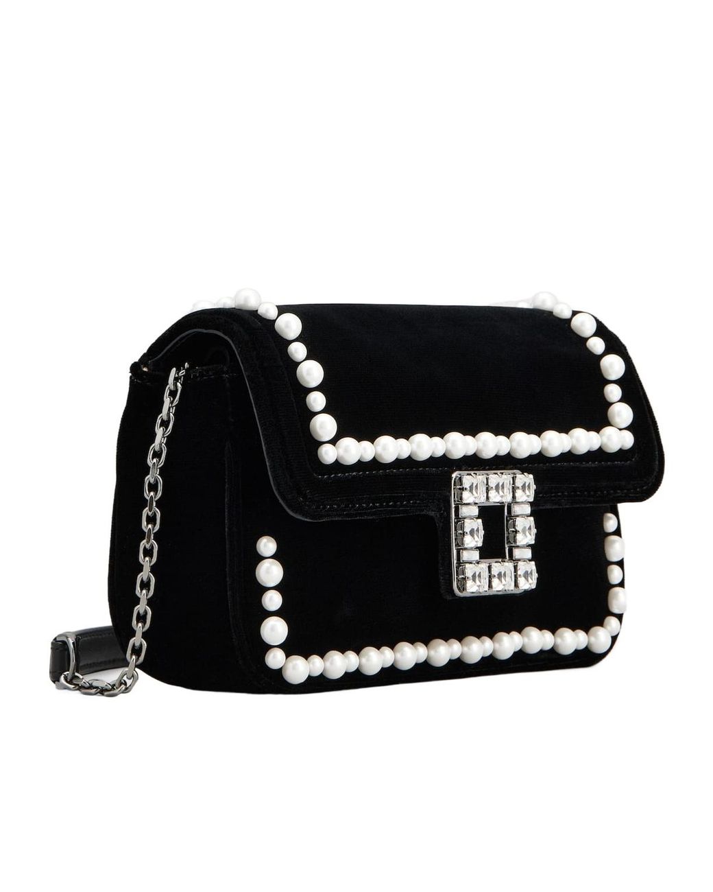 Roger Vivier Black Jeu De Fille Embellished Velvet Clutch Bag