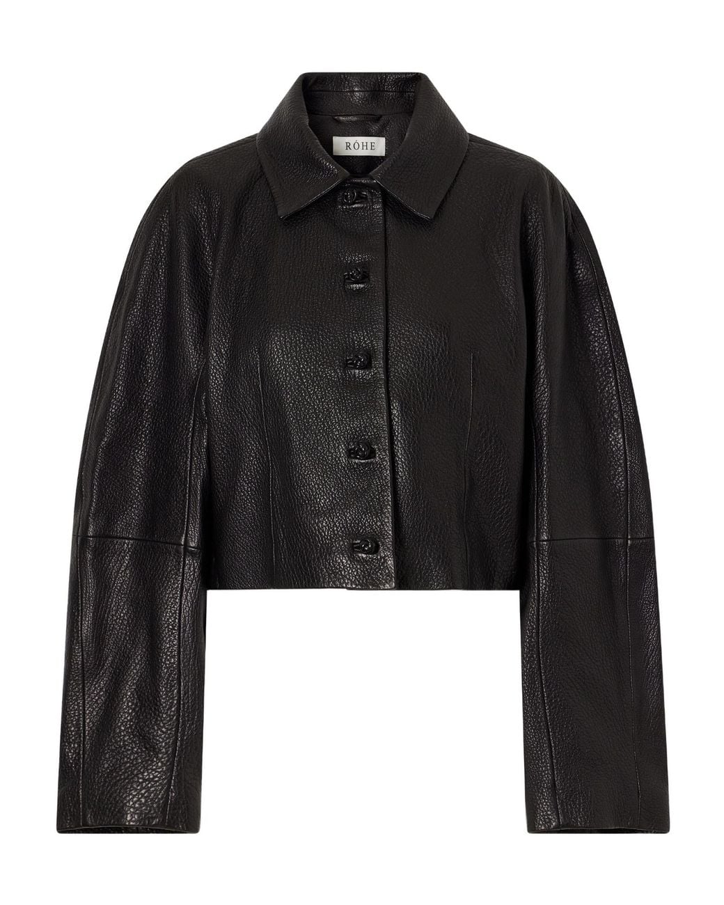 Rohe Black Cropped Textured-Leather Jacket