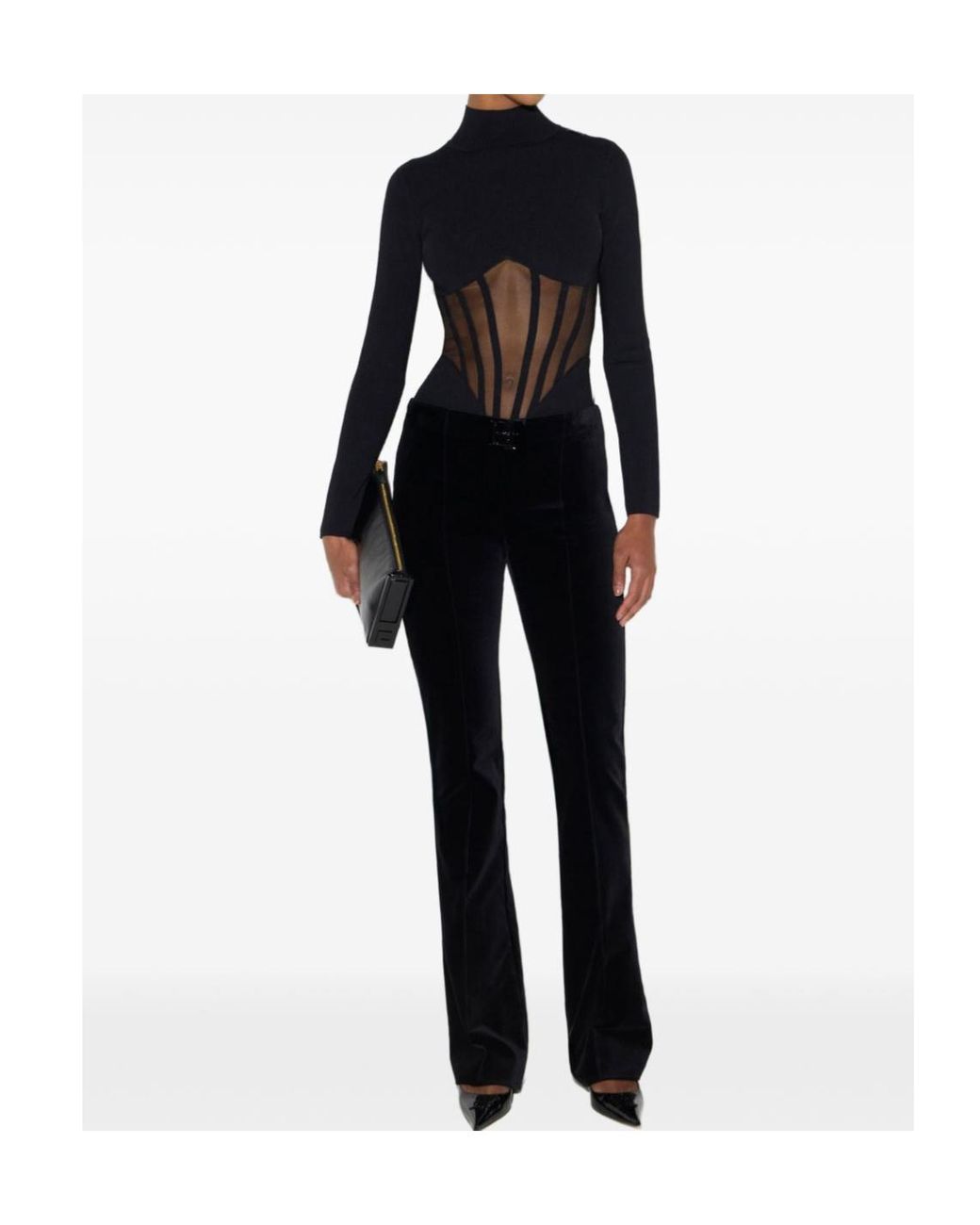 Elisabetta Franchi Blue Knitted Bustier Bodysuit