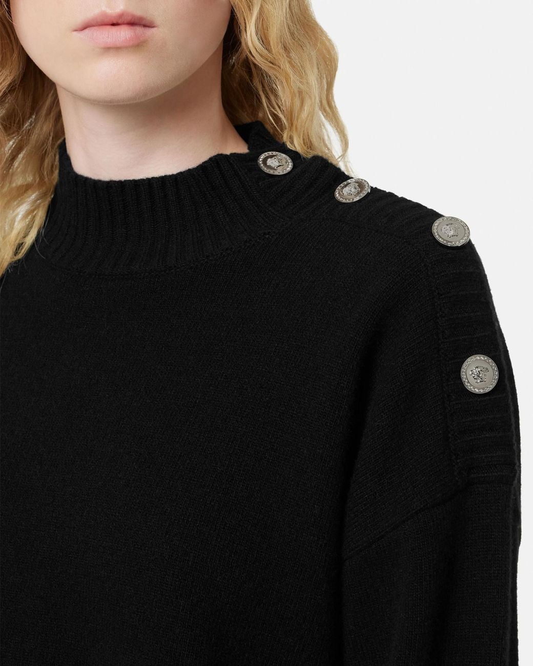 Versace Black Stand-Up Neck Knitted Jumper