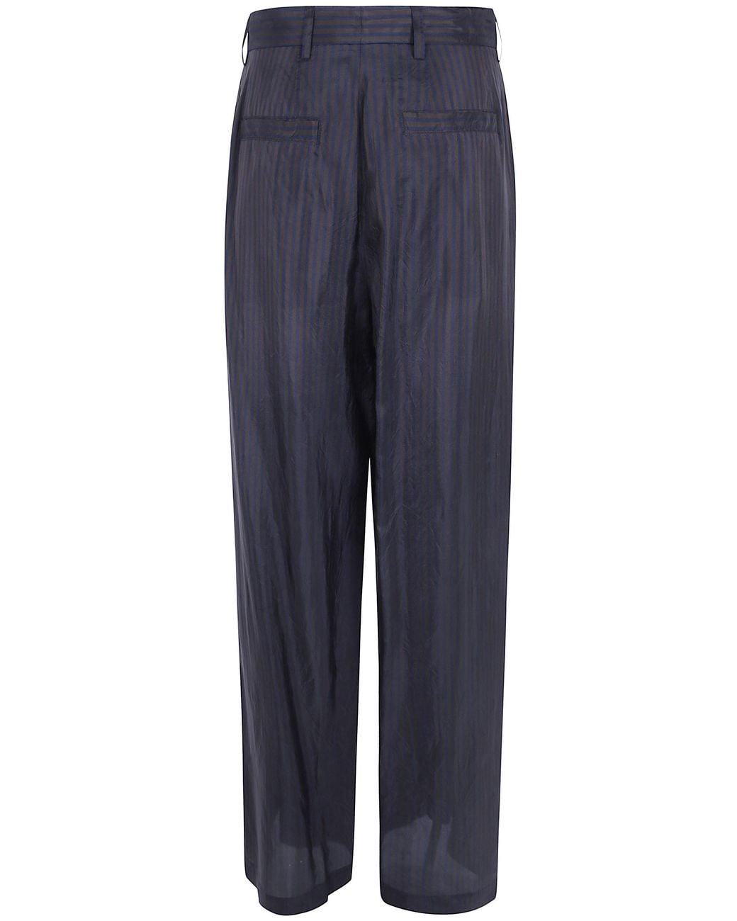 Dries Van Noten Blue Wide Leg Cupro Pants