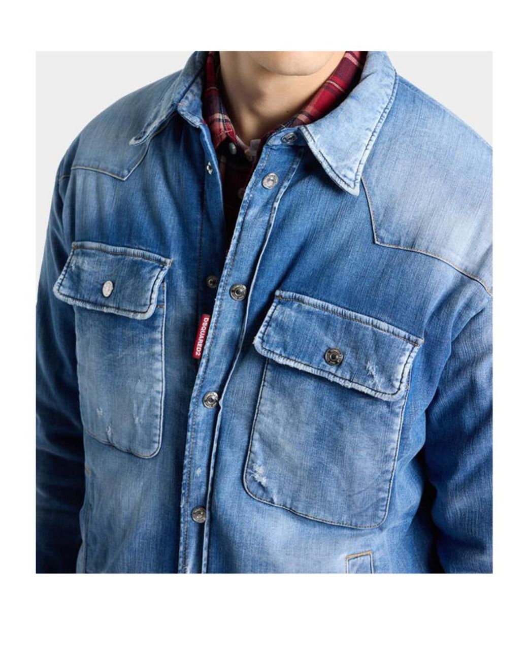 DSquared² Blue Padded Denim Shirt for men