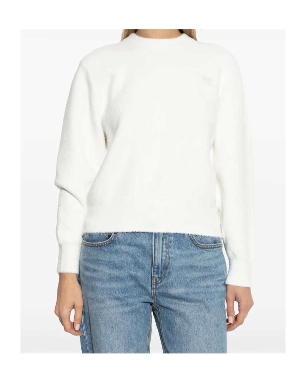 Alexander Wang White Logo-Embroidery Jumper