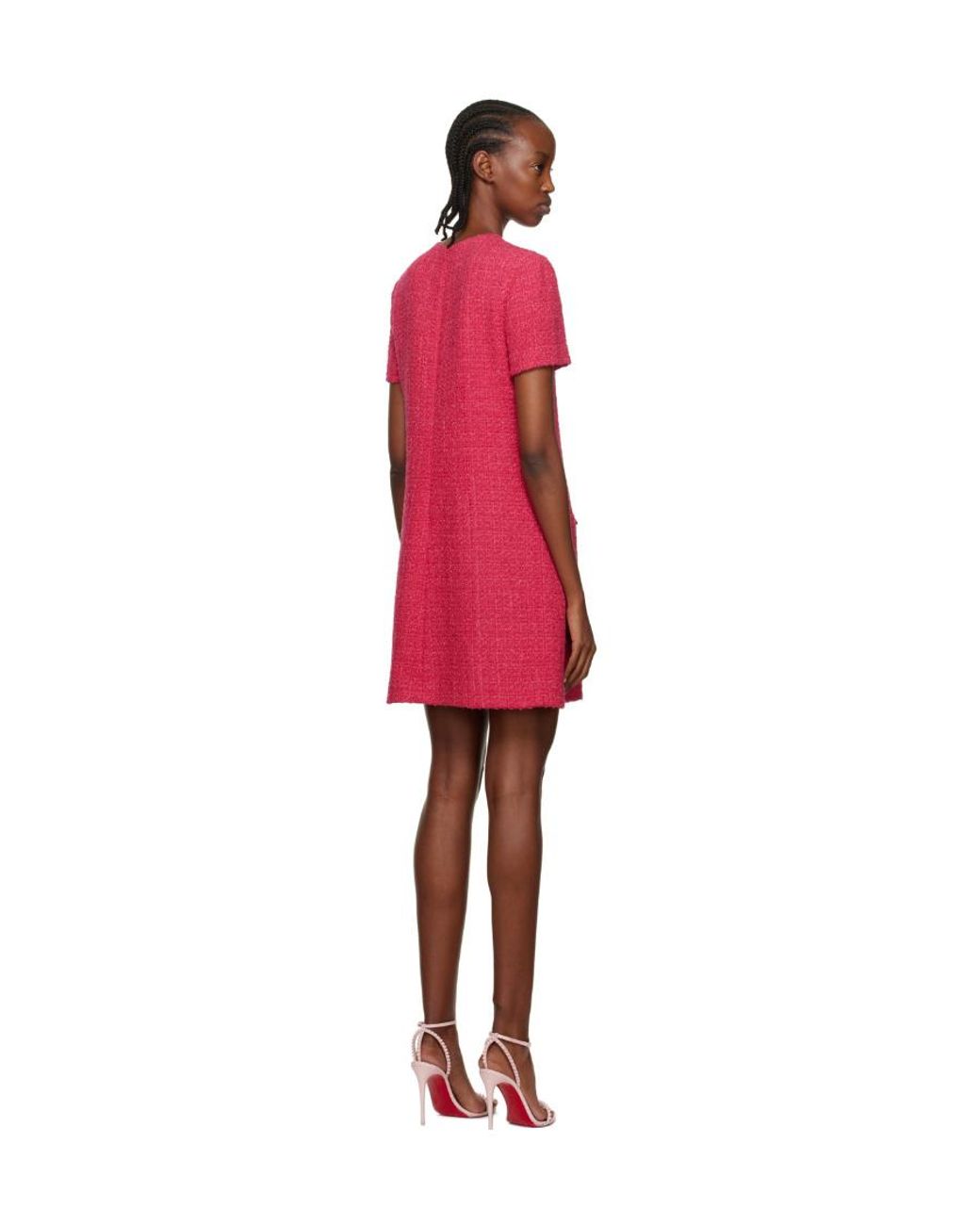 Valentino Pink Roman Stud Tweed Mini Dress