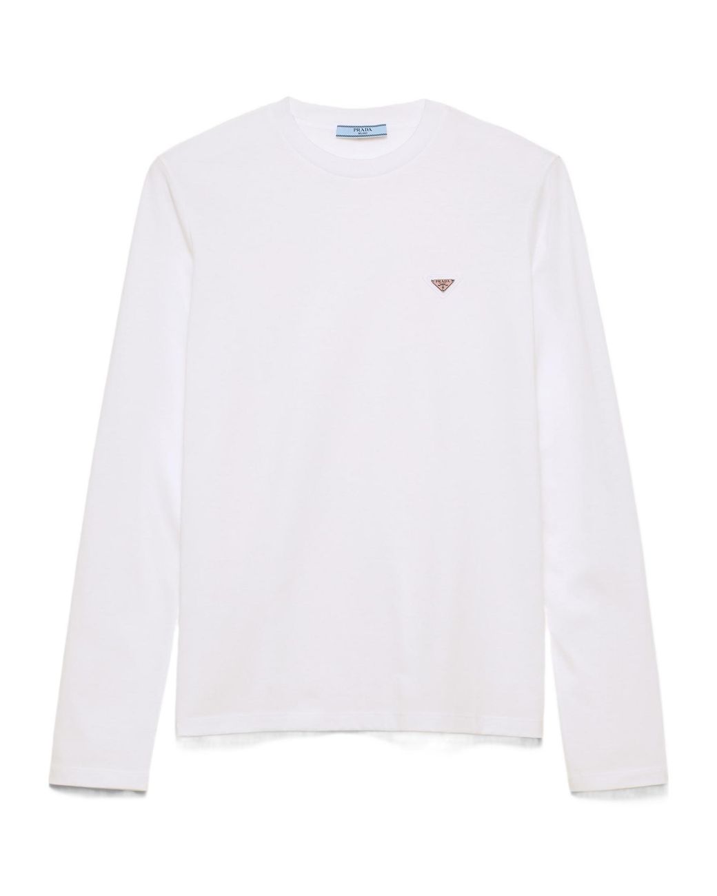 Prada White Long-Sleeved Crewneck T-Shirt