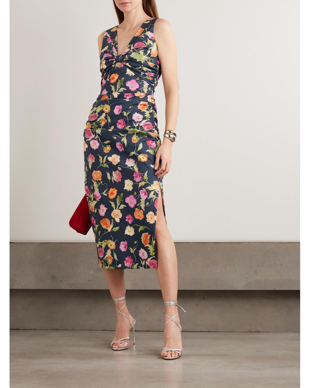 Carolina Herrera Blue Stretch-Cotton Midi Dress
