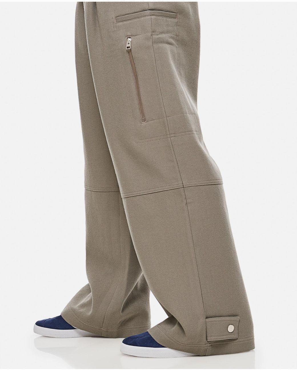 AMI Blue Ami Pleated Wide-Leg Cargo Pants for men