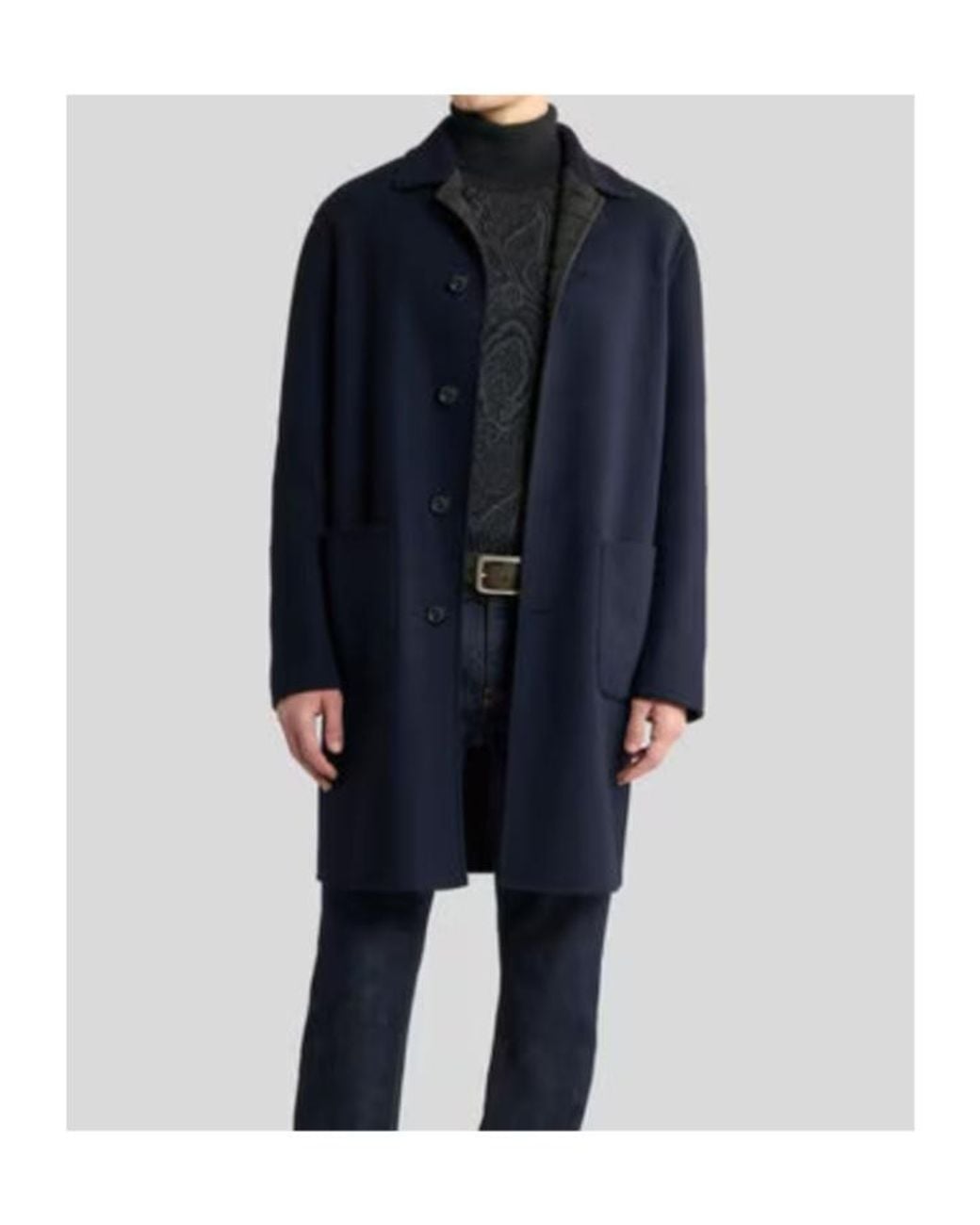 Etro Blue Soho Reversible Checked Coat for men