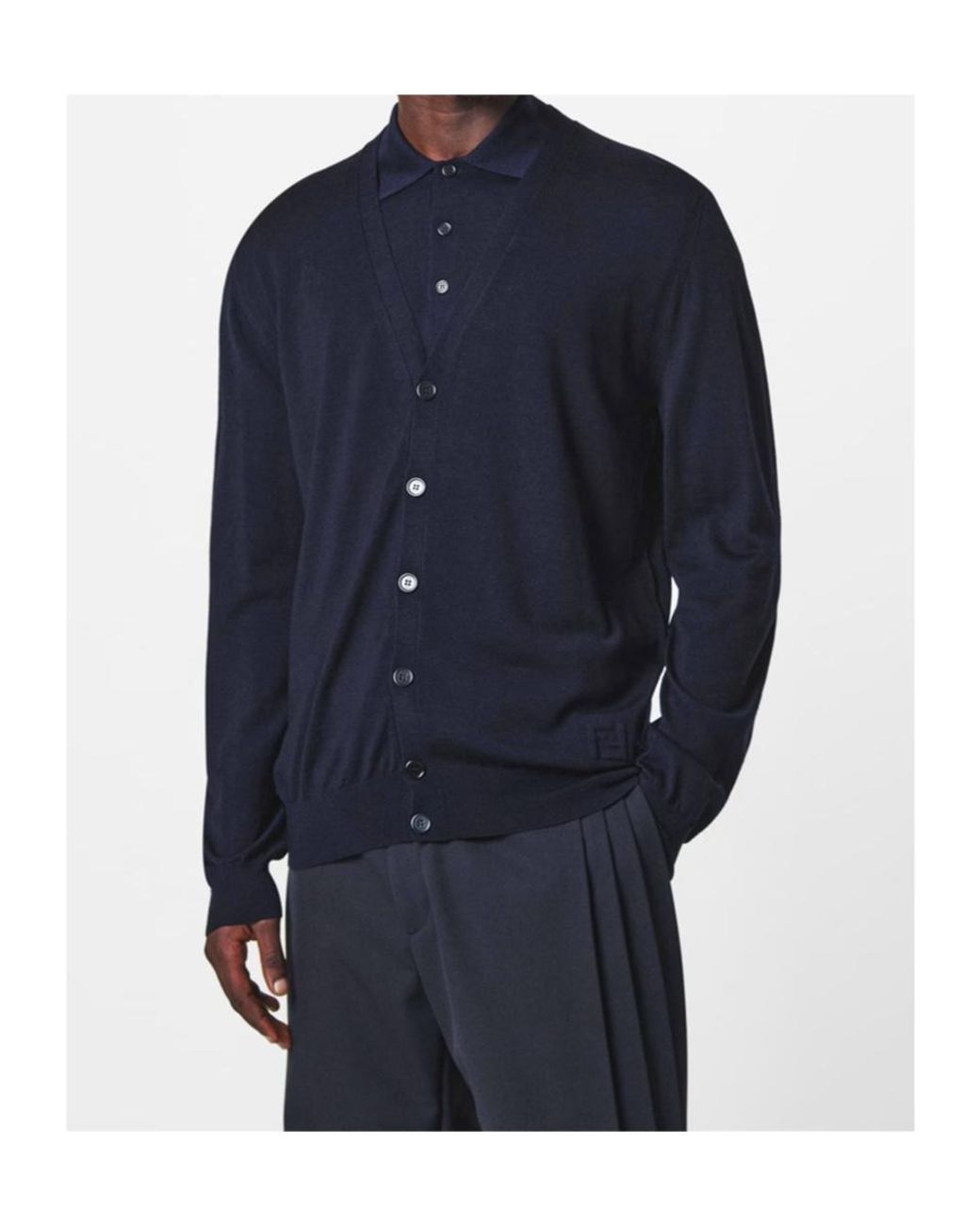 Fendi Blue V-Neck Cardigan for men