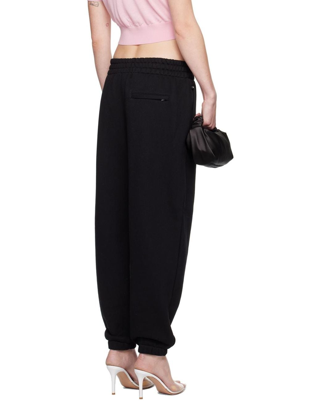T By Alexander Wang Black Logo Cuffed Joggers