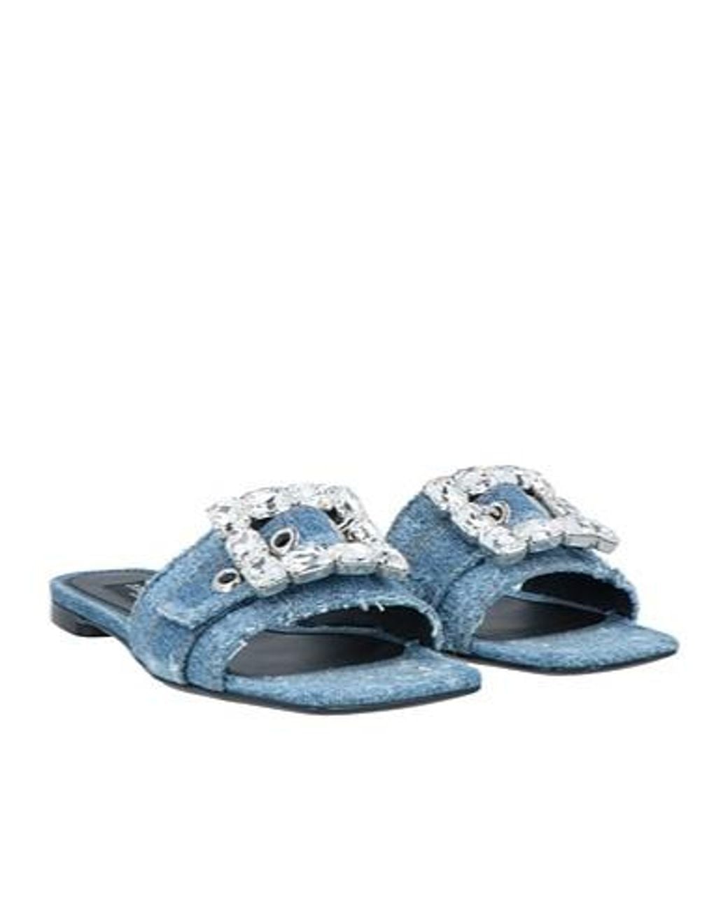 Dolce & Gabbana Blue Denim Slippers