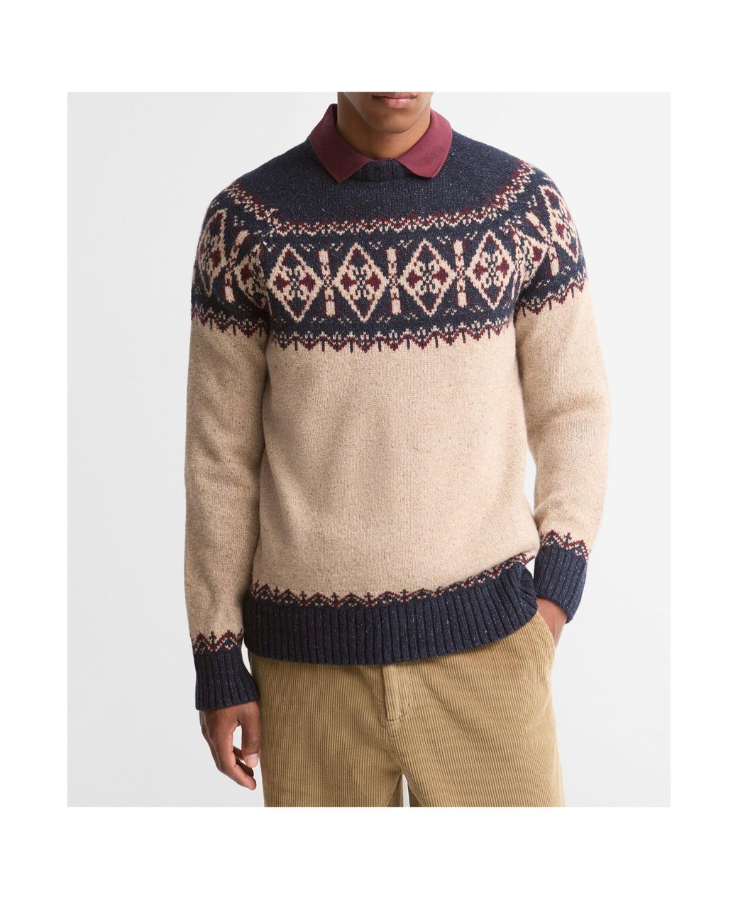 Barbour Blue Crew Neck Fair Isle Knit Sweater for men