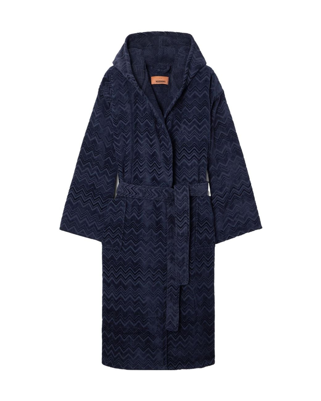 Missoni Blue Belted Striped Cotton-Terry Robe