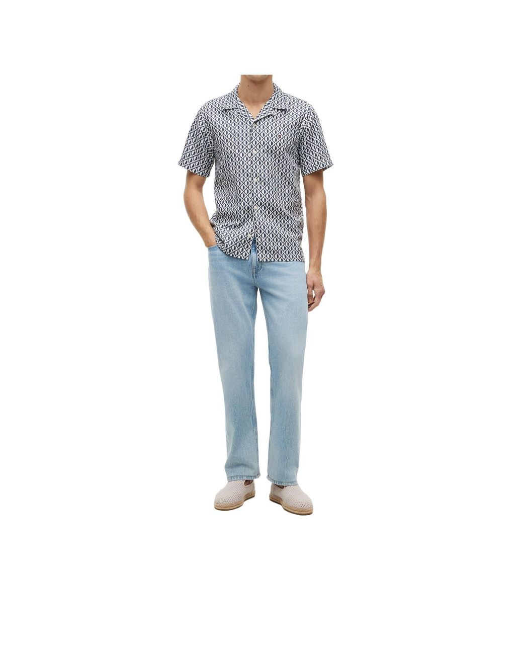 Tommy Hilfiger Blue Shortsleeve Printed Shirt for men