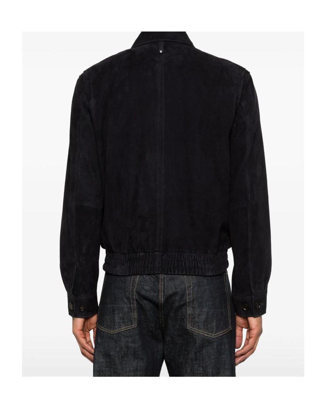 Mackage Black Zip Suede Bomber Jacket for men