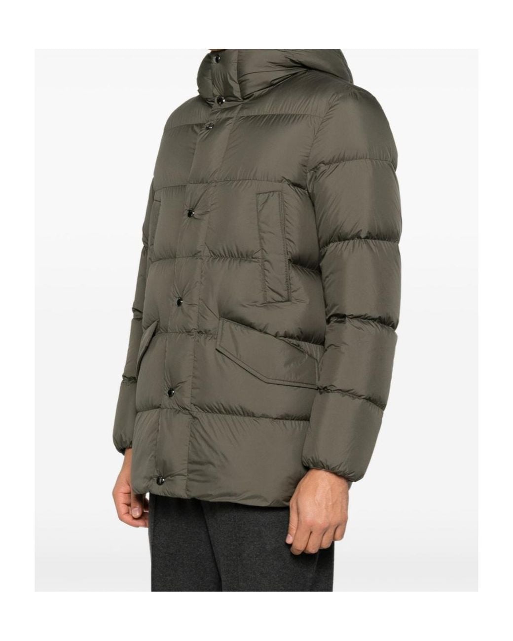 Woolrich Green Hooded Quilted Down Jacket for men
