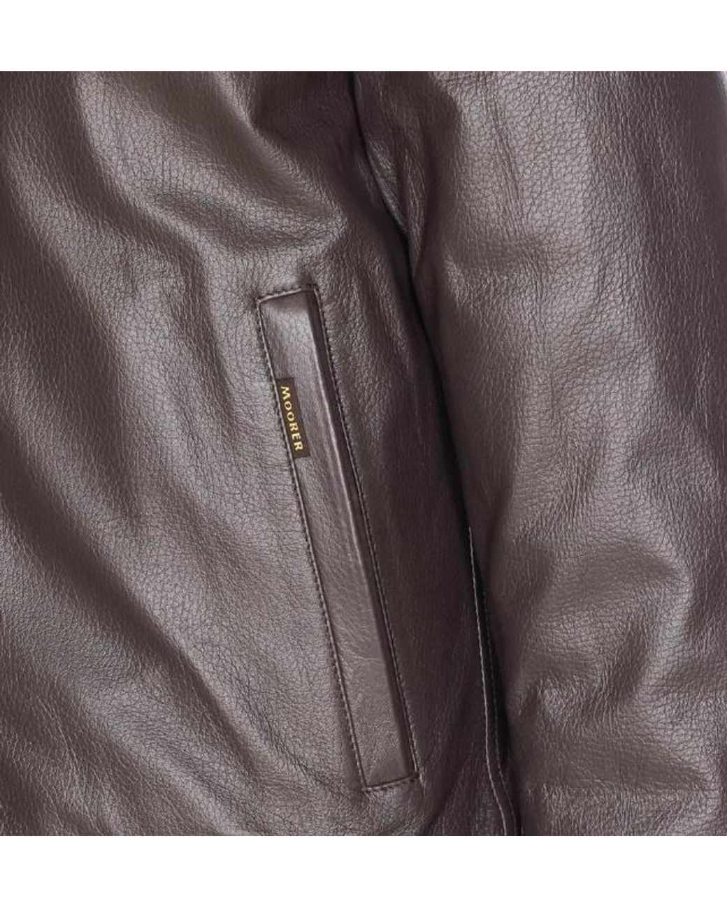 Moorer Brown Cleros P1 Leather Jacket for men