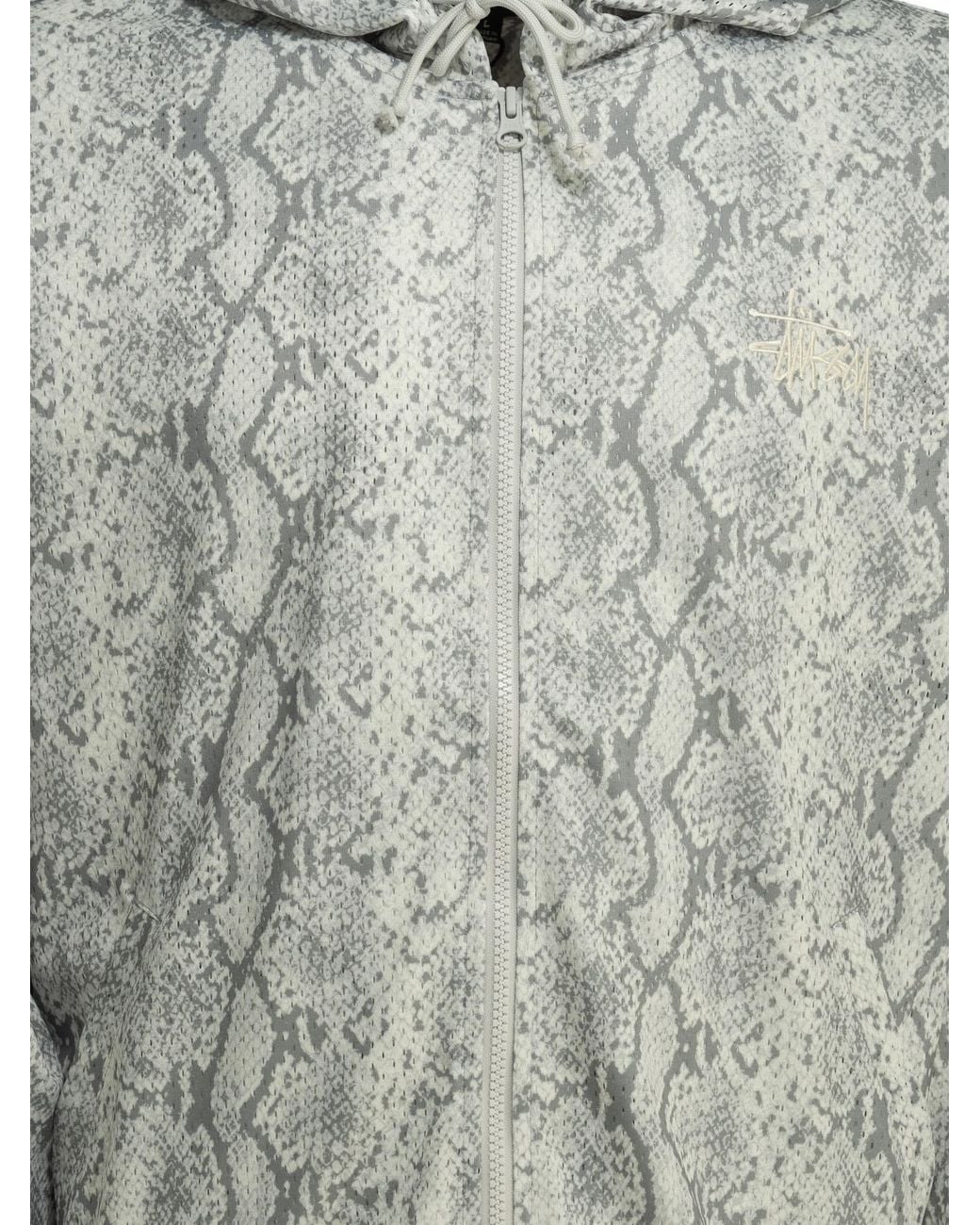 Stussy Gray Stüssy Zip-Up Patterned Hoodie for men