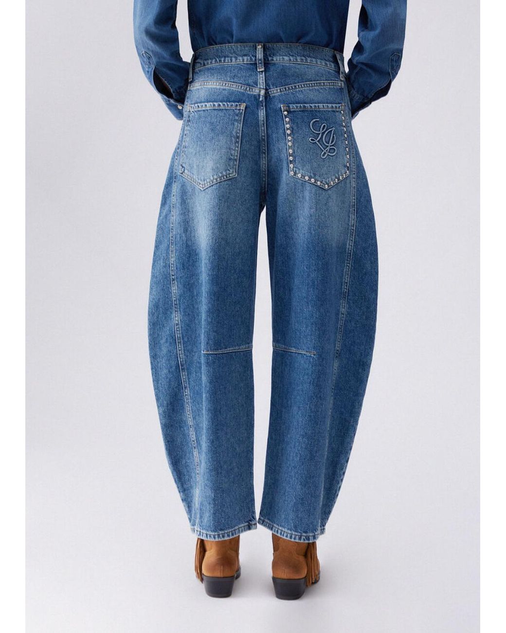 Liu Jo Blue Studded Back-Pocket Jeans