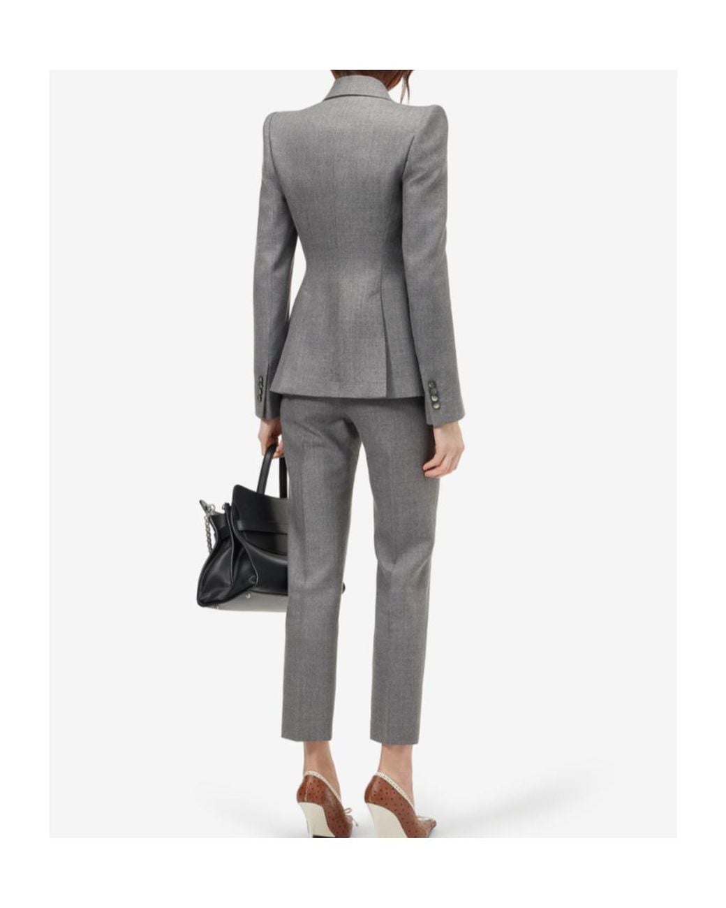 McQueen Gray Wool Pinstripe Single-Breasted Jacket