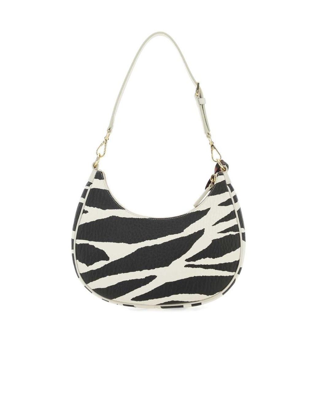 MCM White Zebra Printed Zipped Shoulder Bag