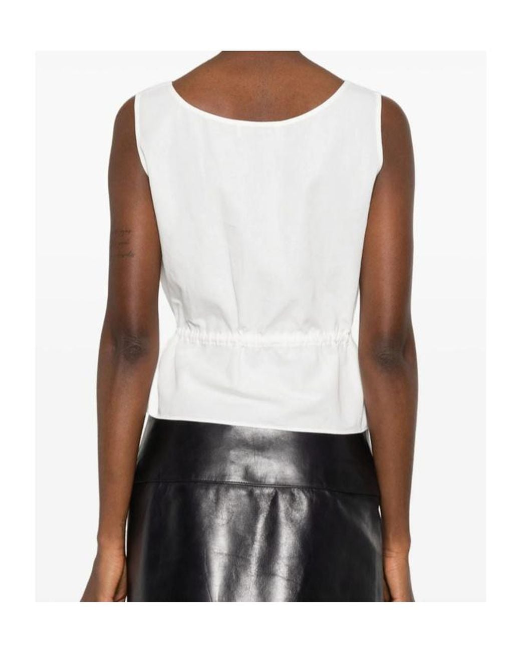 Miu Miu White Sleeveless Drawstring Top