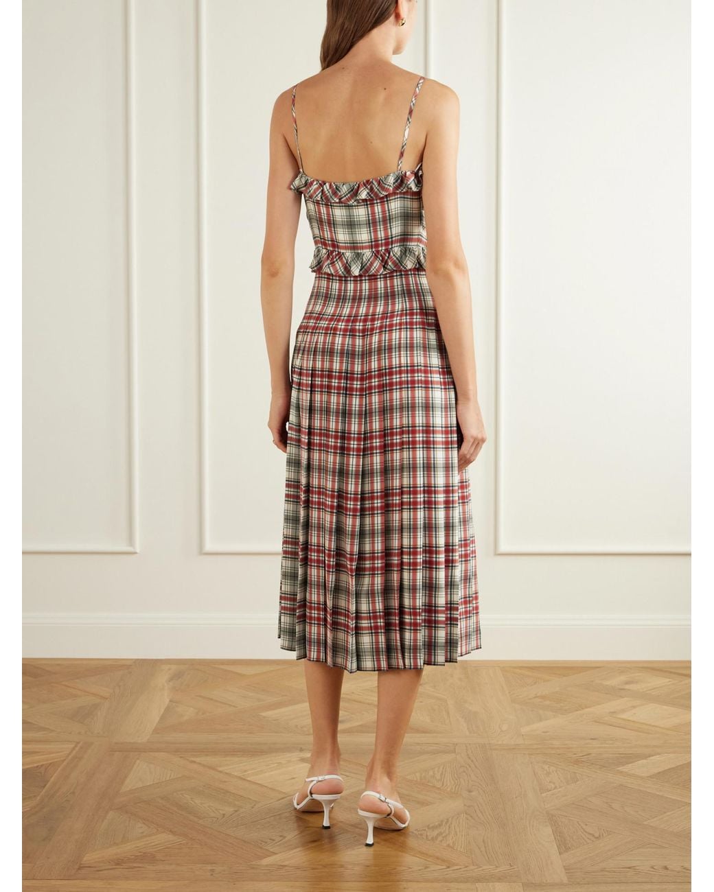 Alessandra Rich Green Silk-Crepe De Chine Midi Dress