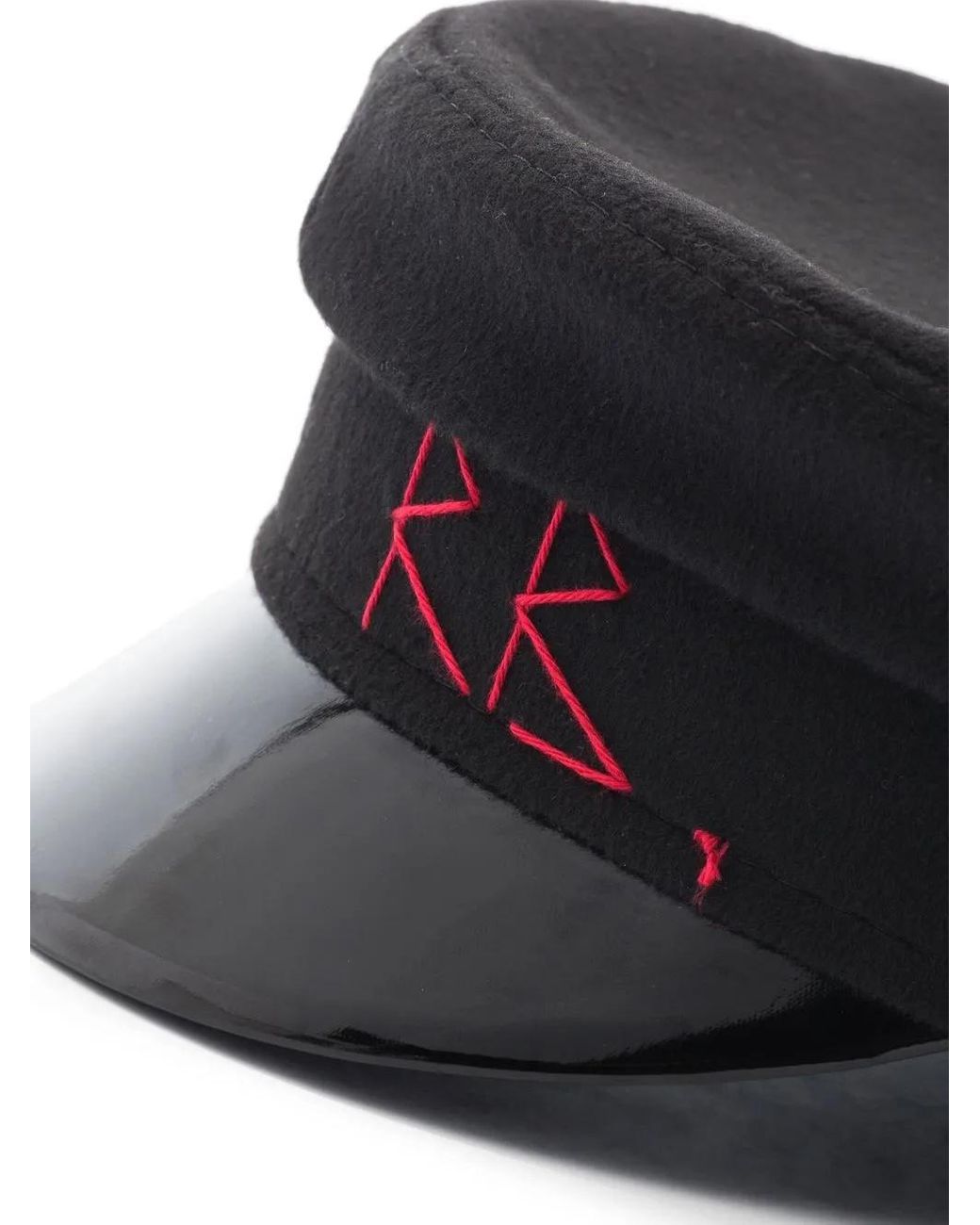 Ruslan Baginskiy Black Embroidered Monogram Baker Boy Hat