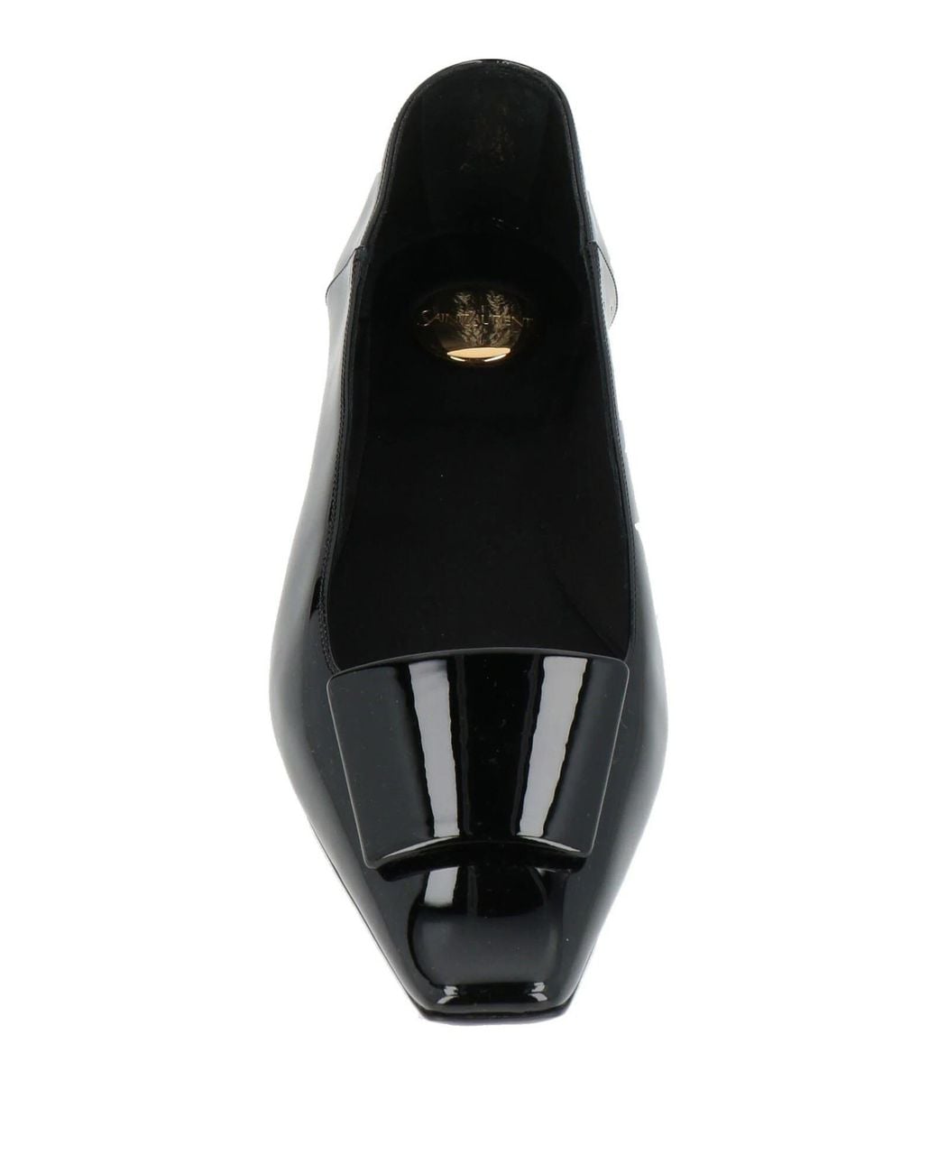 Saint Laurent Black Square-Toe Patent Leather Ballet Flats