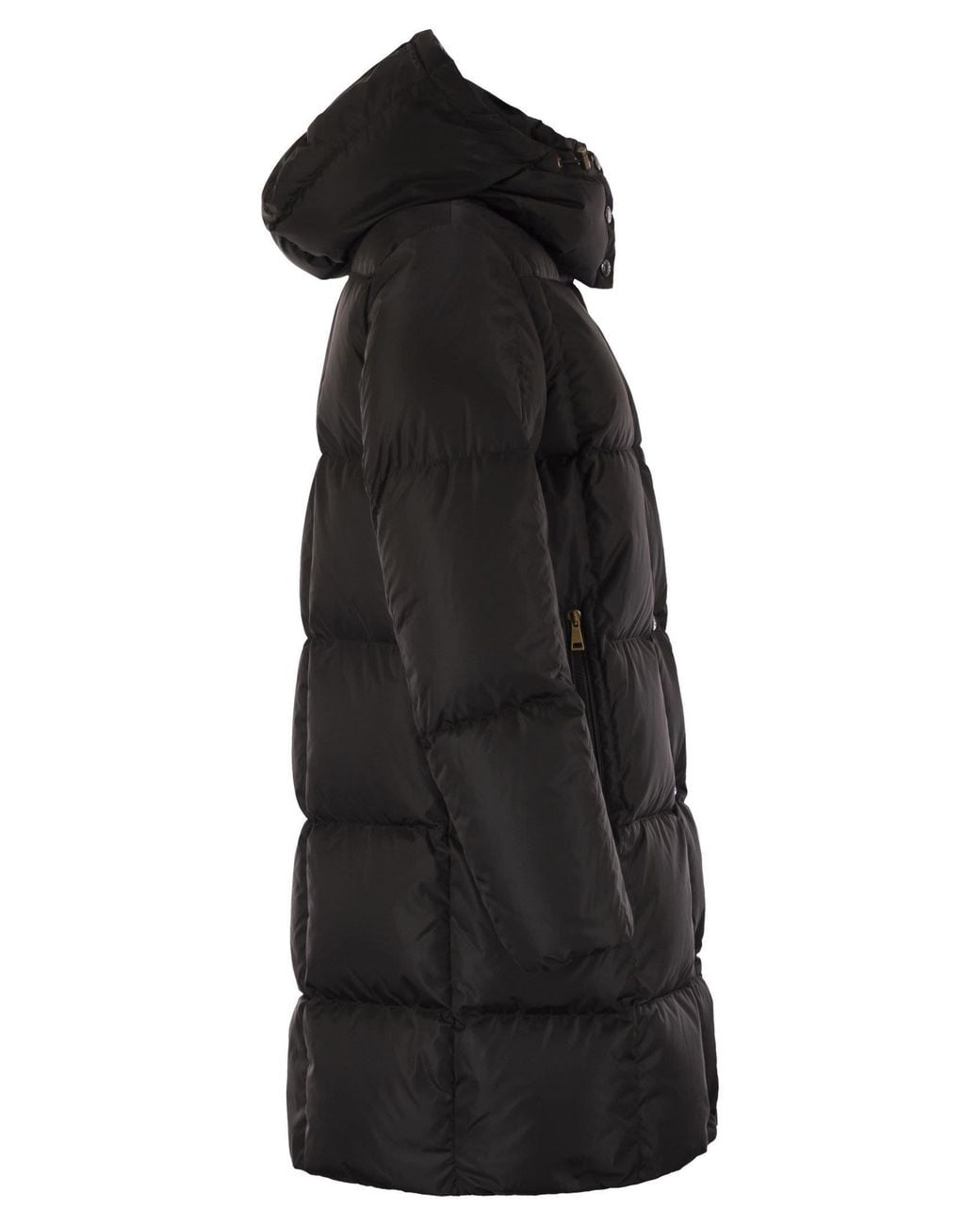 Moncler Black Logo Patch Quilted Hooded Jacket
