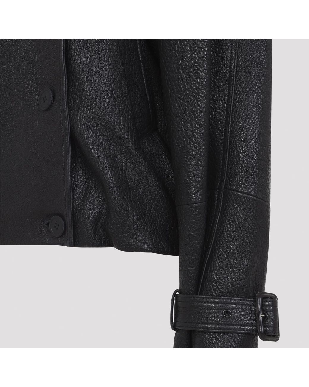 Acne Black Double Breasted Leather Jacket