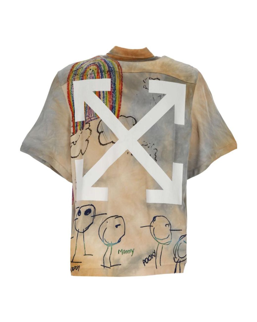 Off-White c/o Virgil Abloh White Cartoon Printed Short-Sleeved Shirt for men