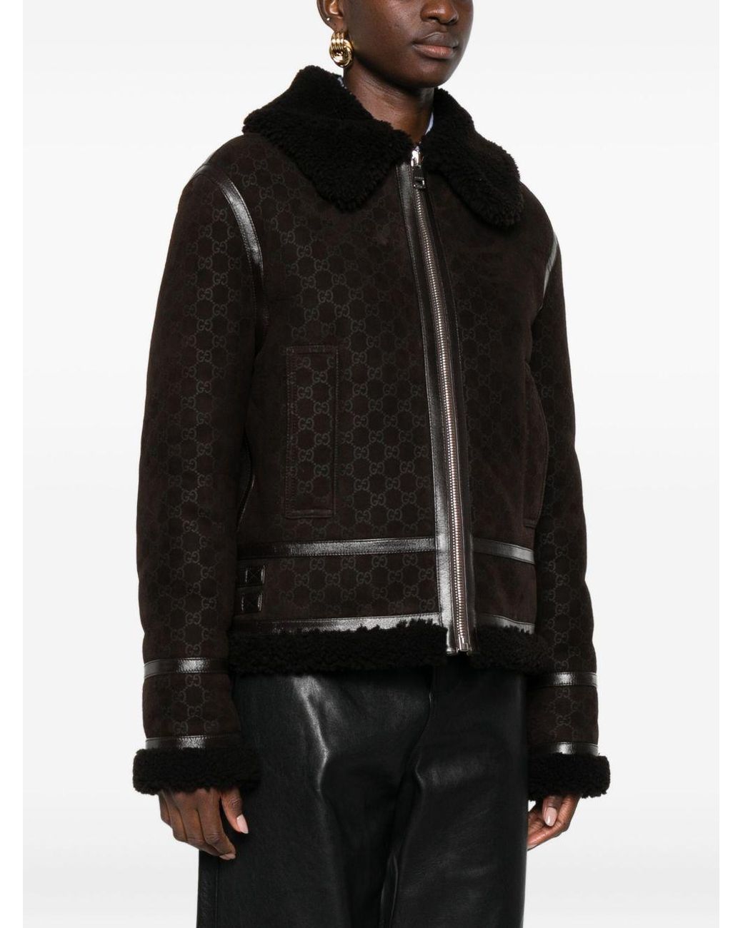 Gucci Black Gg Shearling Jacket