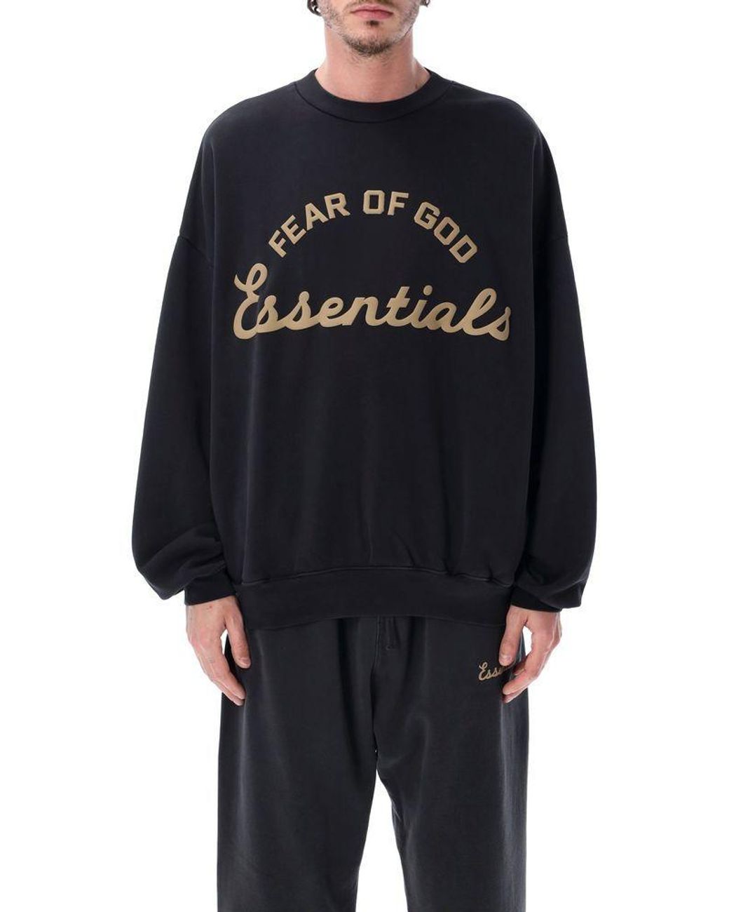Fear Of God Black Essentials Logo Print Sweatshirt for men