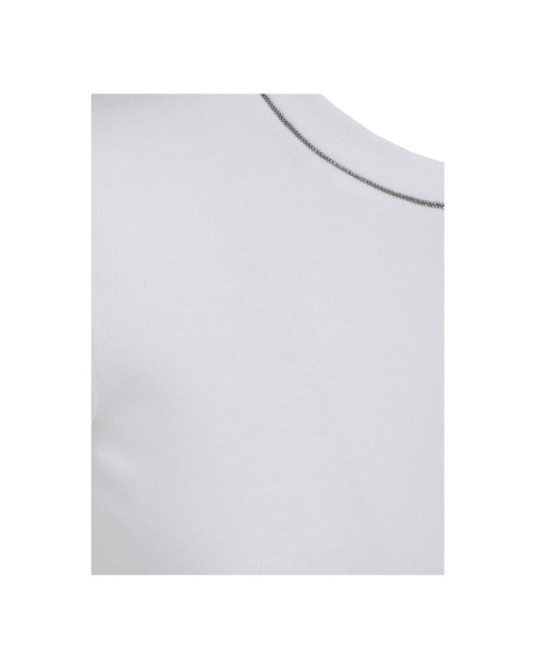 Brunello Cucinelli White Embellished Short-Sleeved T-Shirt