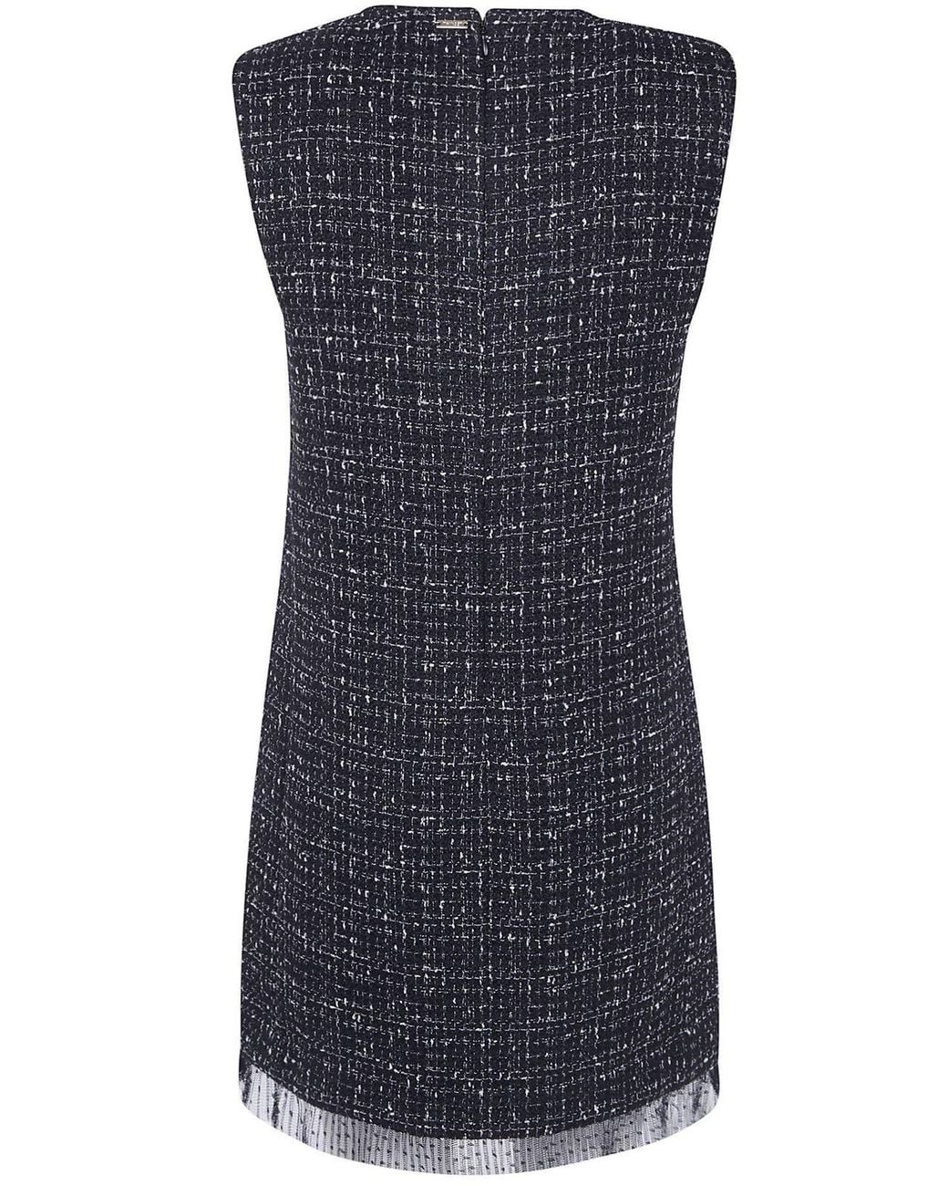 Twinset Blue Short Bouclé And Plumetis Tulle Dress