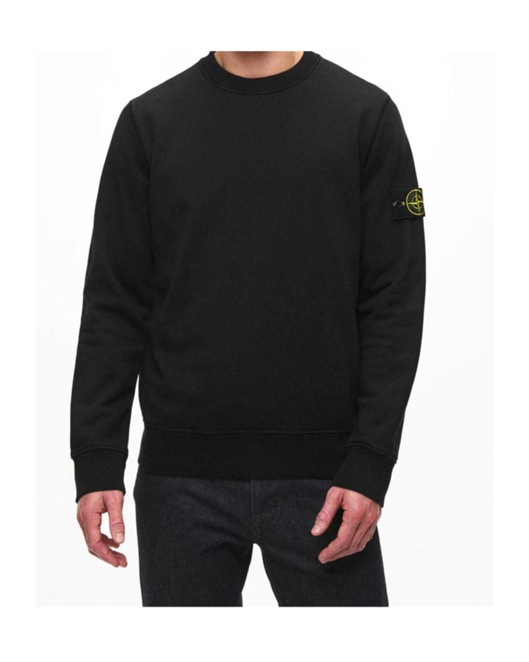 Stone Island Black Logo Crew Neck Sweatshirt for men
