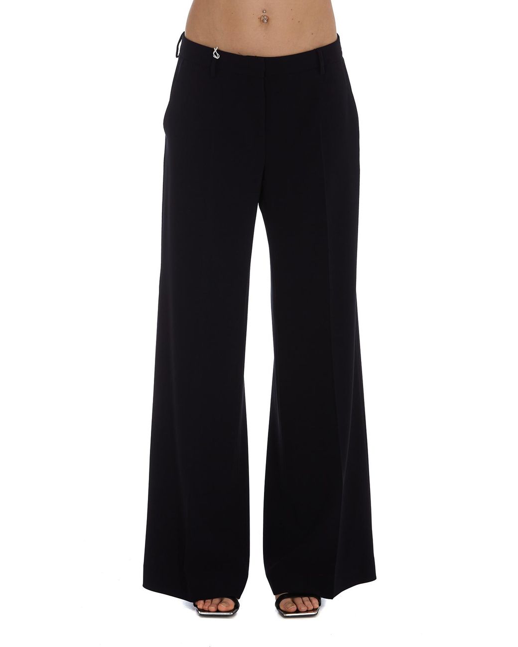 Alberto Biani Black High-Rise Wide-Leg Trousers