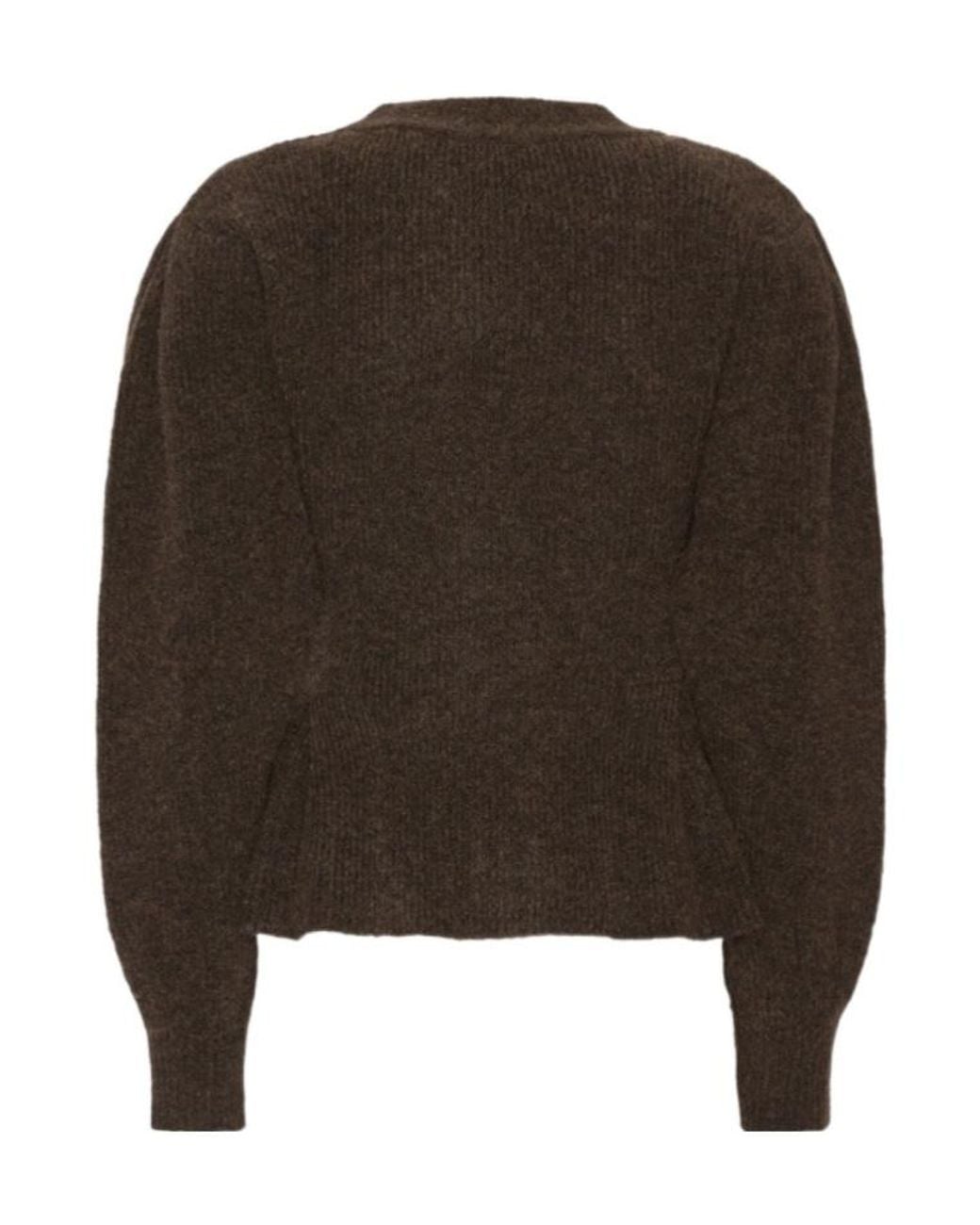 ROTATE BIRGER CHRISTENSEN Brown Peplum Cardigan