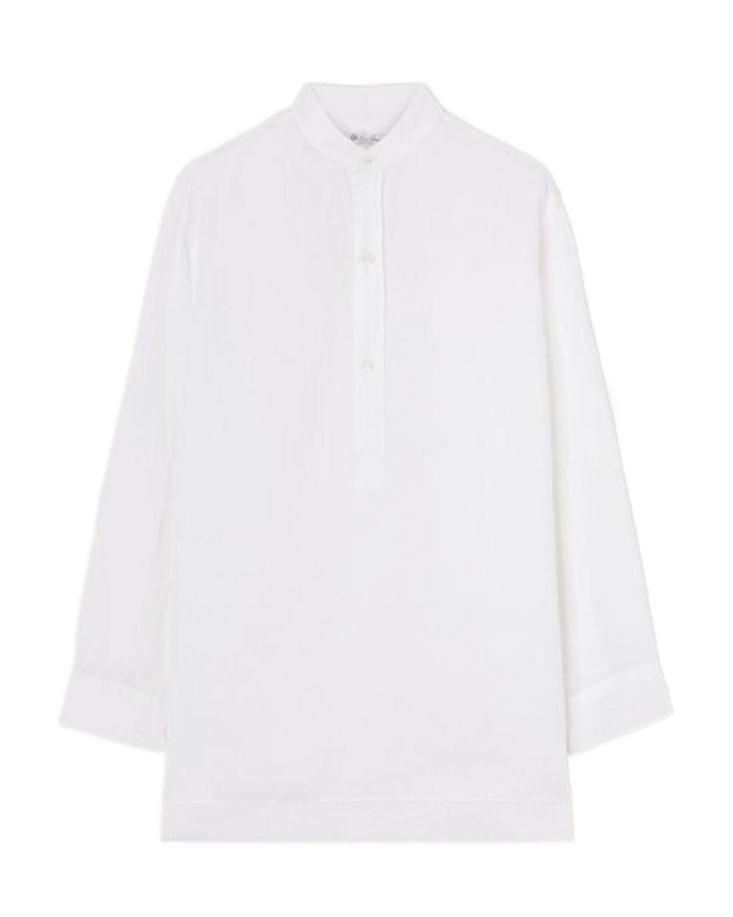 Loro Piana White Slub-Texture Linen Shirt for men