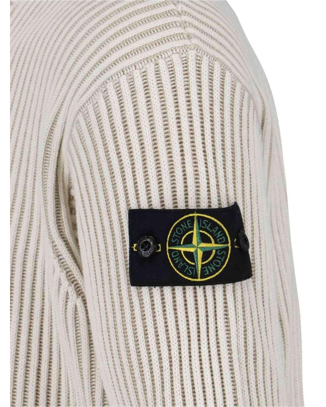 Stone Island White Logo Patch Roll Neck Ribbed Jumper for men