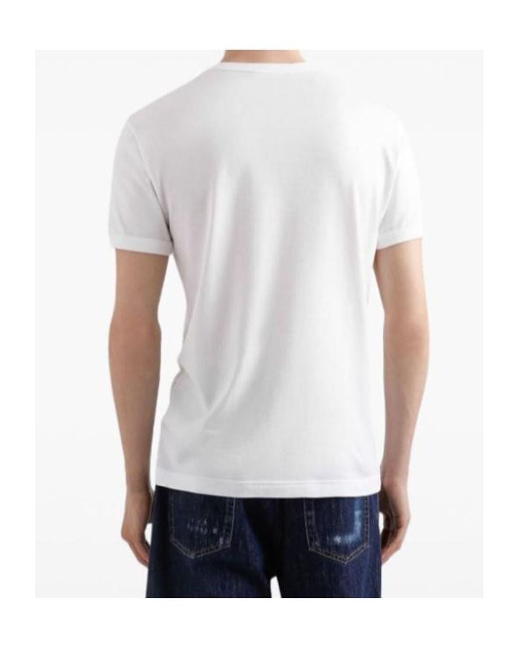 Dolce & Gabbana White Embroidered Crest T-Shirt for men